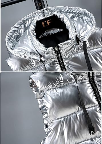 Metallic puffer jacket in silver
